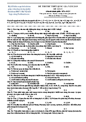 Đề thi thử THPT Quốc gia môn Hóa học năm 2019 - Đề số 15 (Có đáp án)